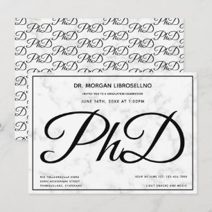 PhD degree Marble Graduation Party Invitation