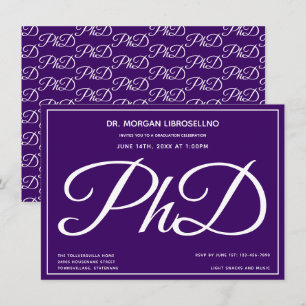 PhD degree Purple Graduation Party Invitation