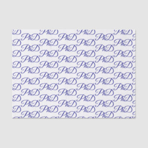 PhD degree White Blue Graduation Celebration Tissue Paper