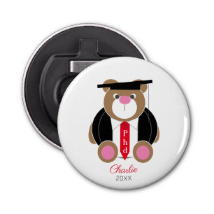 PhD doctor of philosophy congratulations cute bear Bottle Opener