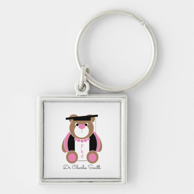 PhD doctor of philosophy congratulations cute bear Keychain (Front)