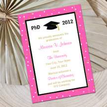 PhD Doctoral Announcement Pink Confetti