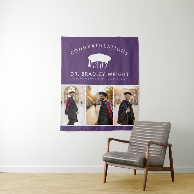 PhD Doctoral Grad Hat Doctoral Graduation Tapestry (In Situ)