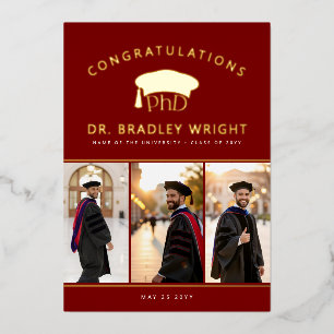 PhD Doctoral Hat Doctoral Graduation Foil Card