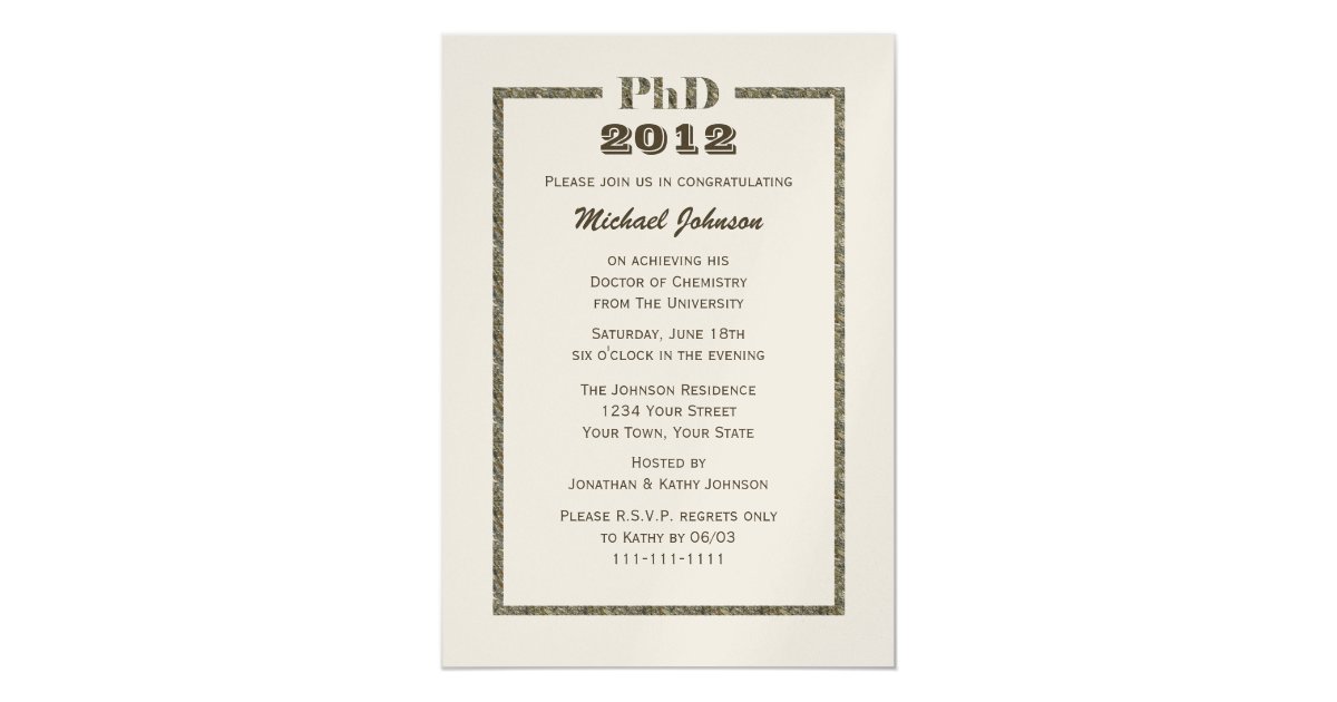 PhD Doctorate Graduation Invitation Metallic | Zazzle.ca