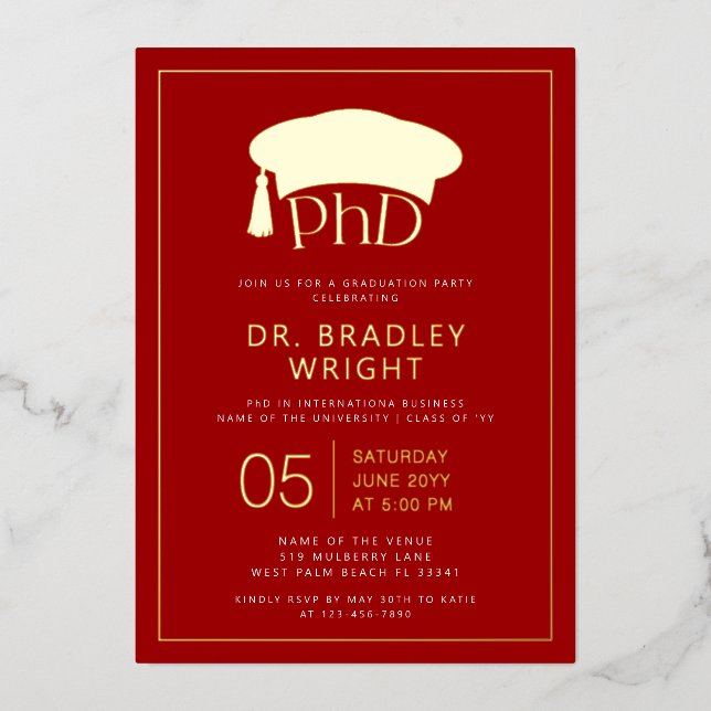Phd Doctorate Hat Doctoral Degree Graduation (Front)