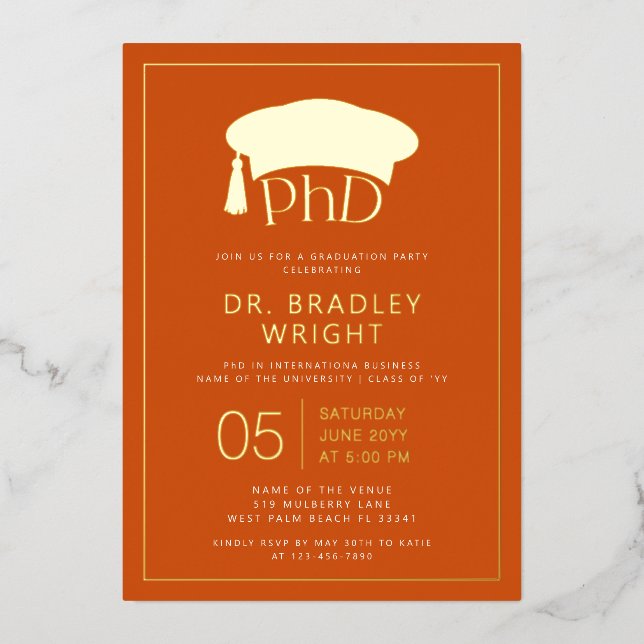 Phd Doctorate Hat Doctoral Degree Graduation (Front)