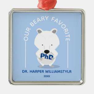 PhD Favourite Polar Bear Funny Graduation Metal Ornament
