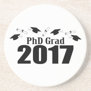 PhD Grad 2017 Caps And Diplomas (Black) Coaster