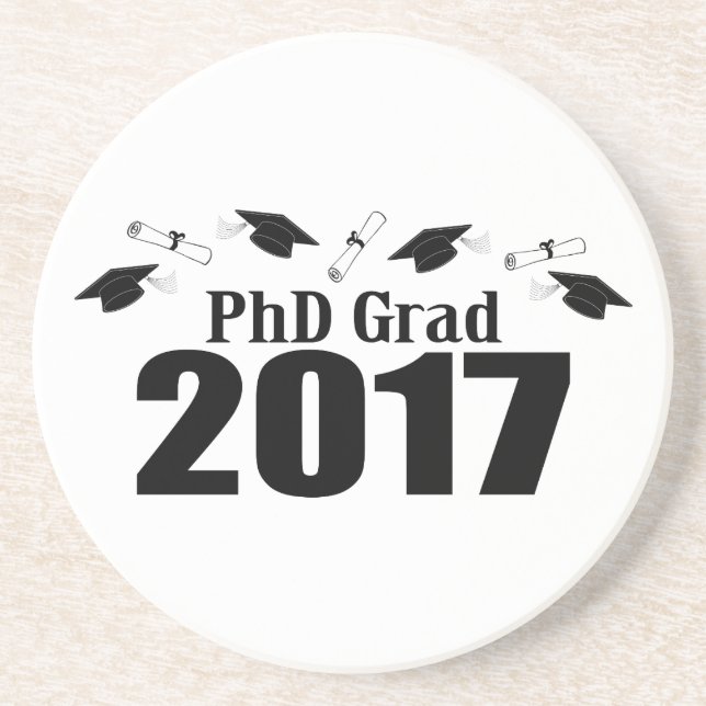 PhD Grad 2017 Caps And Diplomas (Black) Coaster (Front)