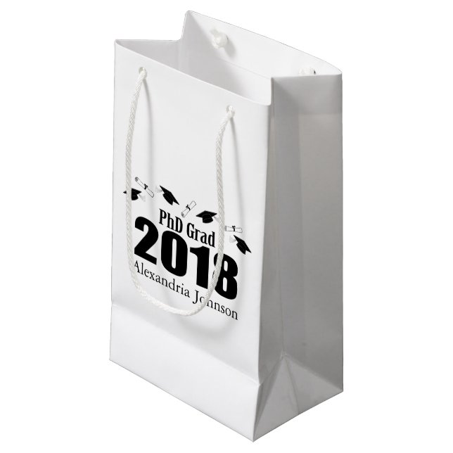 PhD Grad 2018 Graduation Gift Bag (Black) (Front Angled)