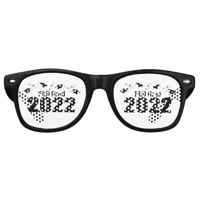 PhD Grad 2022 Caps And Diplomas (Black) Retro Sunglasses (Front)