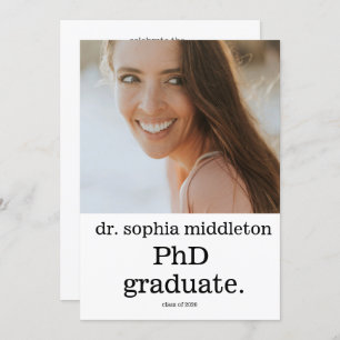 PhD Graduate Simple Photo Modern Font Invitation