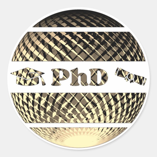 PhD graduation gold Classic Round Sticker (Front)