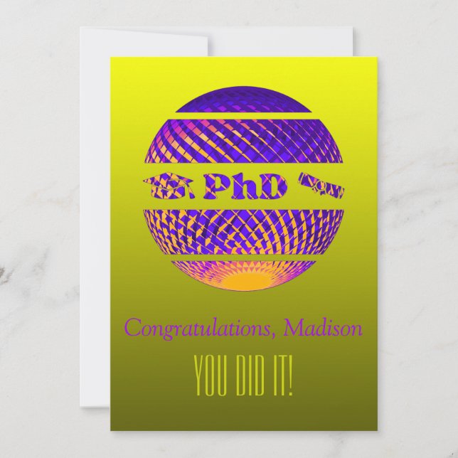 PhD graduation greeting card colourful (Front)