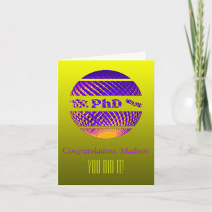 PhD graduation greeting card colourful
