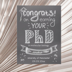 PhD graduation greeting chalkboard university Postcard
