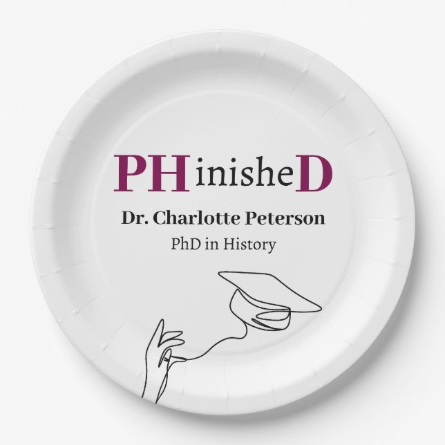 PhD Graduation Party  Paper Plate (Front)