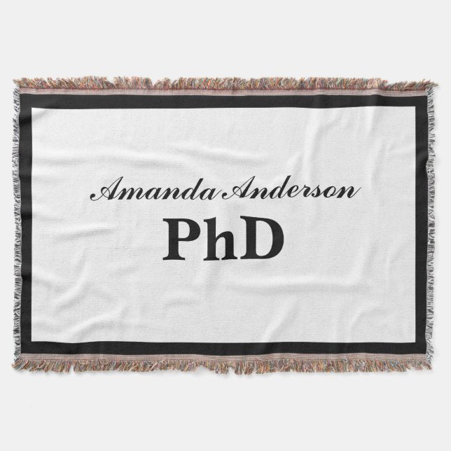 PhD Graduation Personalized Name Throw Blanket (Front)