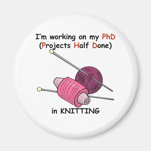 PhD in Knitting Magnet (Front)