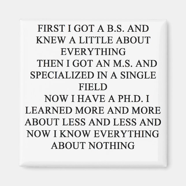 PHD joke Magnet (Front)