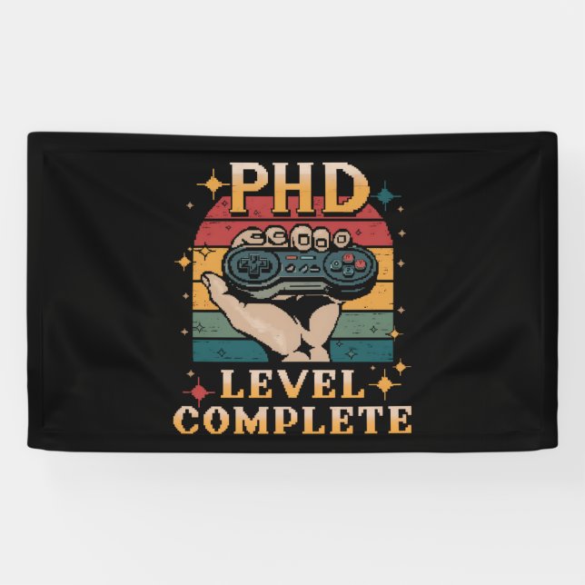 PhD Level Complete Graduation Doctorate Gaming Banner (Horizontal)