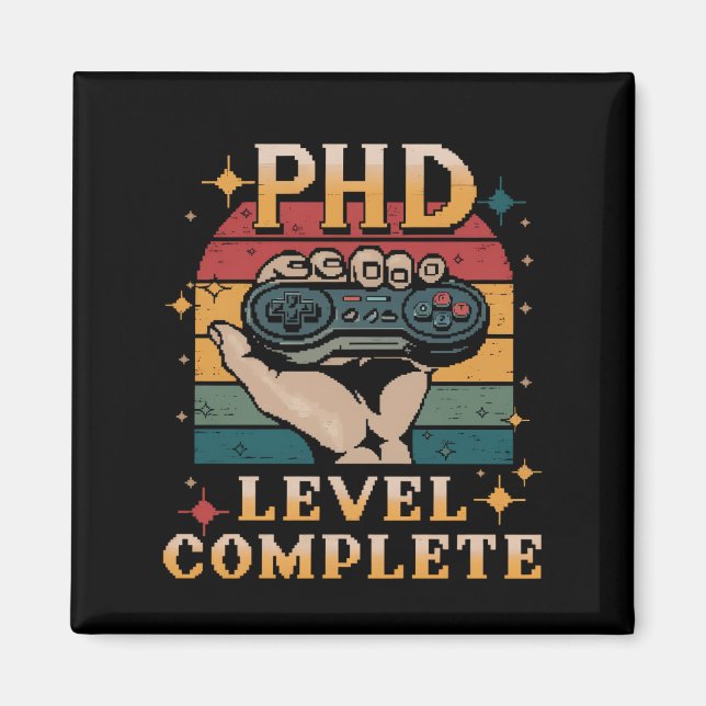 PhD Level Complete Graduation Doctorate Gaming Magnet (Front)