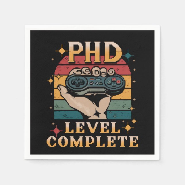PhD Level Complete Graduation Doctorate Gaming Napkin (Front)