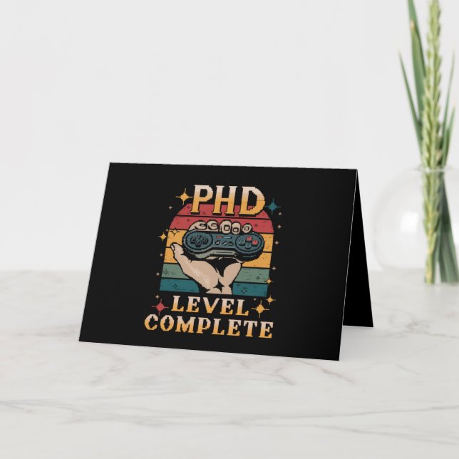 PhD Level Complete Graduation Doctorate Gaming Thank You Card (Front)