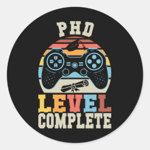 Phd Level Complete Retro Gamer Doctorate Graduatio Classic Round Sticker