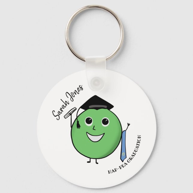 PHD Pea-HD Funny Pea Graduation gift for grad Keychain (Front)