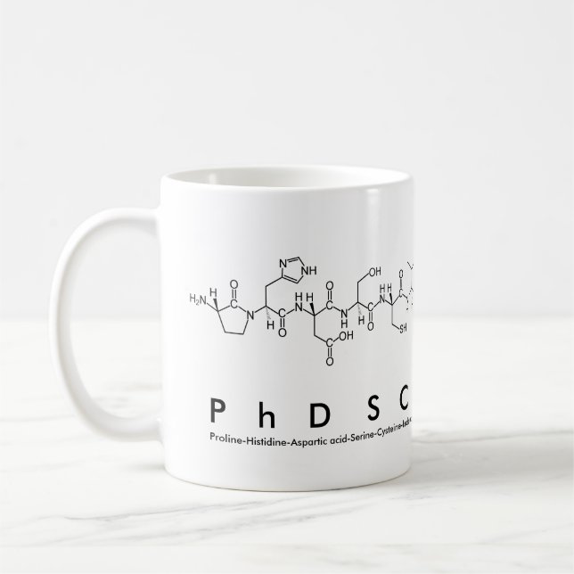 PhDScientist, phrase de peptide mug (Gauche)