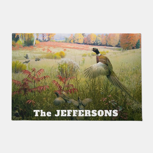 Pheasant and Bob White Quails Doormat (Front)