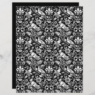 Pheasant and Hare Pattern, Black and White 