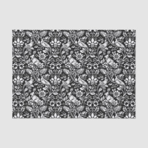 Pheasant and Hare Pattern, Black and White Tissue Paper