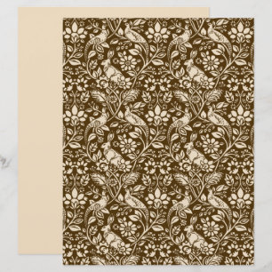 Pheasant and Hare Pattern, Brown and Beige