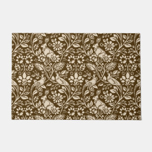 Pheasant and Hare Pattern, Brown and Beige Doormat