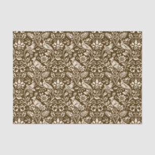 Pheasant and Hare Pattern, Brown and Beige Tissue Paper