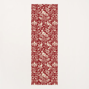 Pheasant and Hare Pattern, Deep Red and Cream Yoga Mat