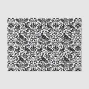Pheasant and Hare Pattern, White and Black Tissue Paper