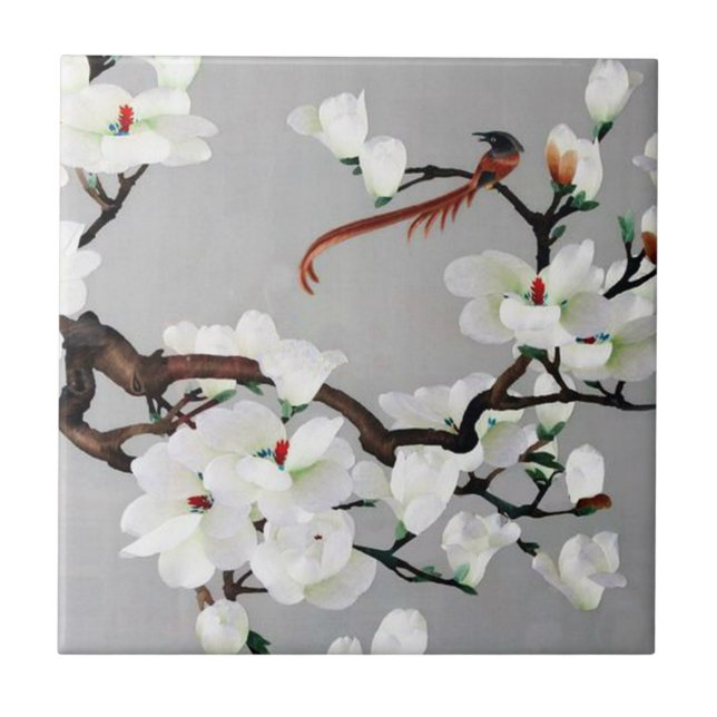 Pheasant and Pear Blossoms Tile (Front)