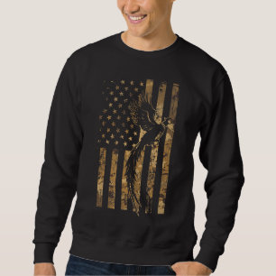 Pheasant Bird Hunter American Flag Camouflage Phea Sweatshirt