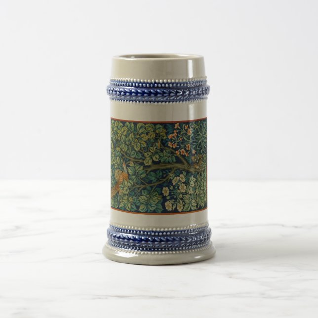 Pheasant Bird in a Tree (by William Morris) Beer Stein (Center)