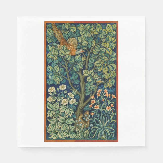 Pheasant Bird in a Tree (by William Morris) Napkin (Front)
