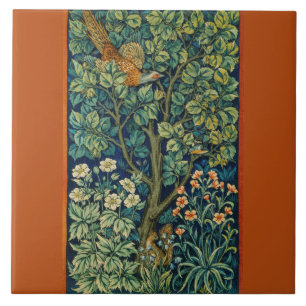 Pheasant Bird in a Tree (by William Morris) Tile