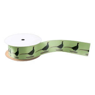 Pheasant Black Rooster Satin Ribbon