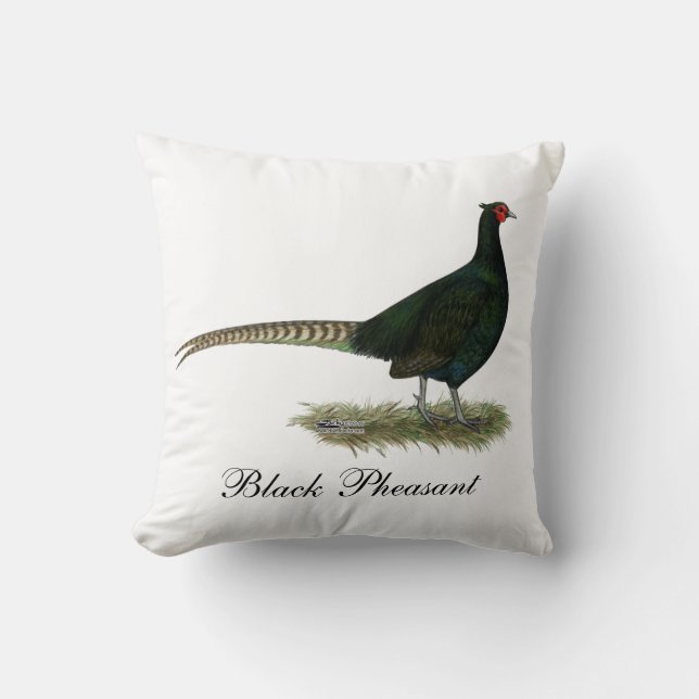 Pheasant Black Rooster Throw Pillow (Front)
