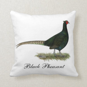 Pheasant Black Rooster Throw Pillow