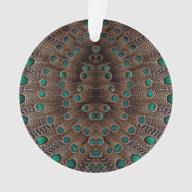 Pheasant Feather Fractal Design Ornament (Front)