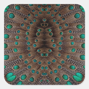 Pheasant Feather Fractal Design Square Sticker